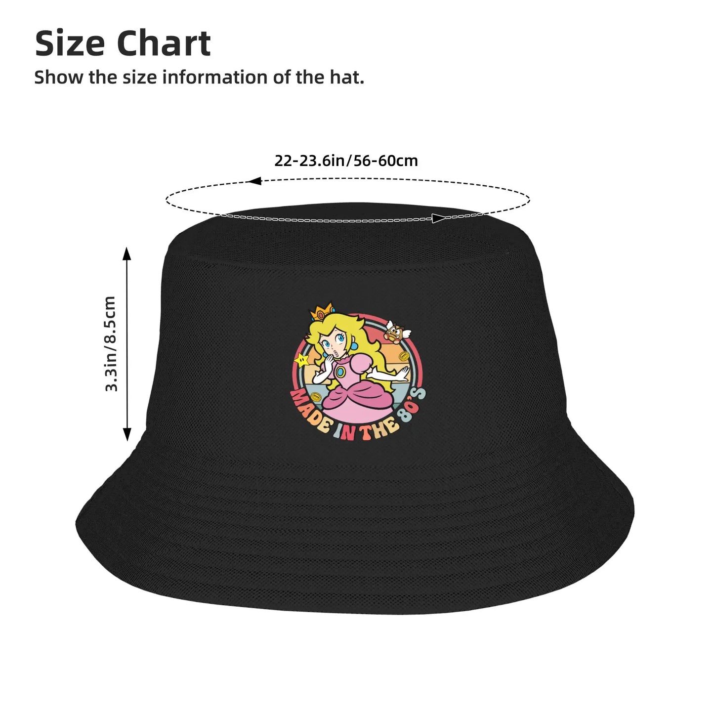 Teen Bucket Hat Super Marios Princess Peach Picnic Headwear Foldable