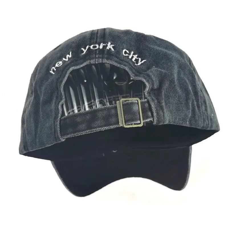 Spring And Autumn Washed Cloth Baseball Cap Embroidered Letters New York