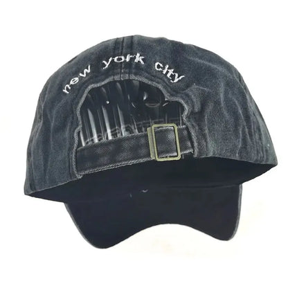 Spring And Autumn Washed Cloth Baseball Cap Embroidered Letters New York
