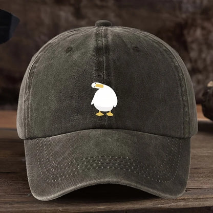 Cute Duck Print Baseball Cap With Adjustable Snap Button
