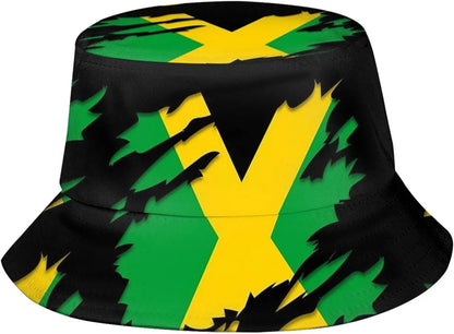 Jamaica Flag Jamaican Bucket Hat Wide Brim UV Protection Sun Hat