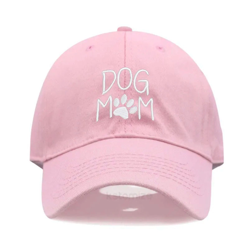 Vintage Washed Cotton DoG MOM Embroidery Baseball Cap For Men Women