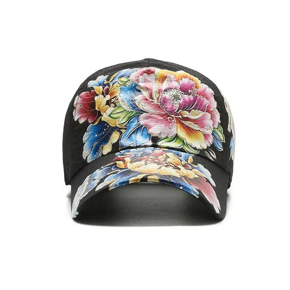 Flower Sun Hats Printed Chinese Style Floral Sun Hats Baseball Hat