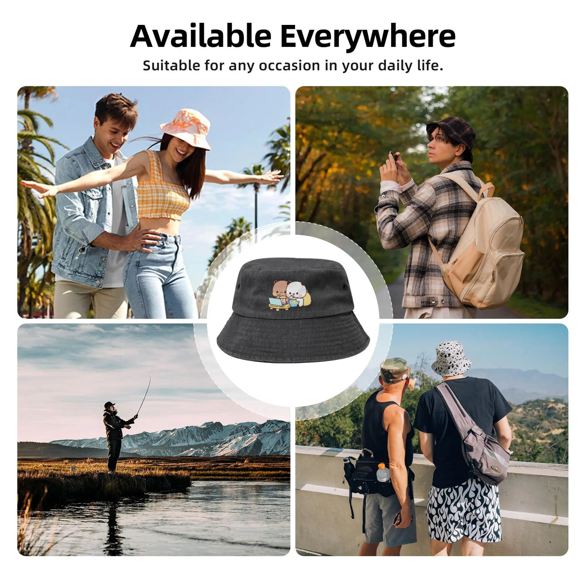 Panda Bear Anime Cartoon Bucket Hats Bubu And Dudu