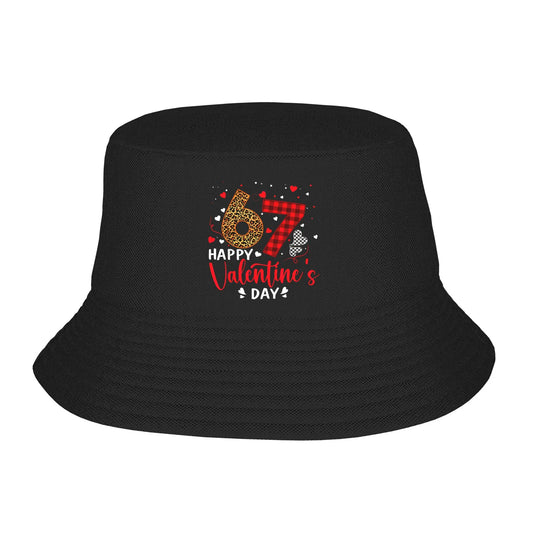 Happy 67 Valentine‘s Day Leopard Plaid Six Seven Bucket Hat