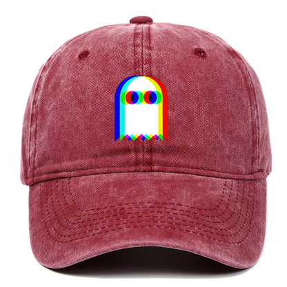 Retro Rainbow Ghost Print Washed Baseball Cap