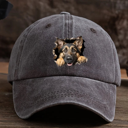 Broken Hole Wolf Dog Print Baseball Cap
