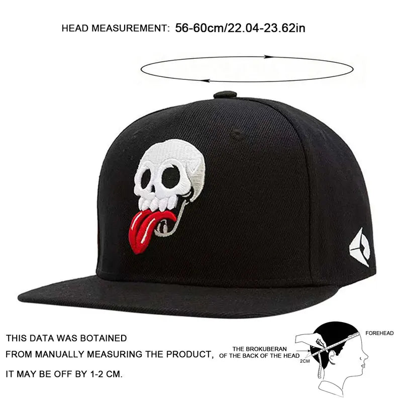 Unisex Skeleton Embroidery Hip-hop Hats Snapback Baseball Caps