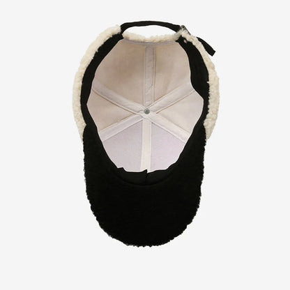 Trendy Big Letter Embroidery Men Winter Hats White Brown Lambswool Baseball Cap For Women