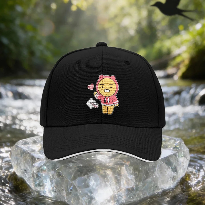 Pink Hooded Cartoon Pattern Sandwich Baseball Cap