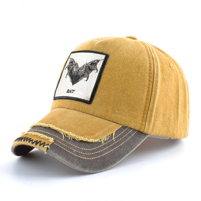 Vintage Denim Baseball Cap With Embroidery Bat Patch Men Dad Hats Women
