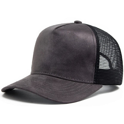 New Summer Suede Trucker Hat Men Mesh Baseball Cap