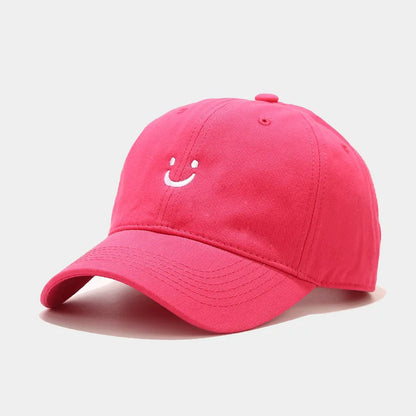 Soft Cotton Baseball Cap for Women Men Smile Face Embroidery