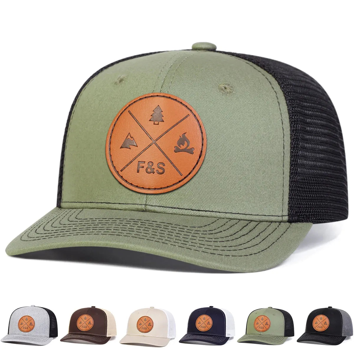 Unisex F&S Round Leather Label Baseball Net Caps Spring and Summer Outdoor