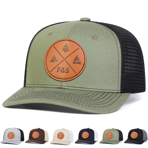 Unisex F&S Round Leather Label Baseball Net Caps Spring and Summer Outdoor