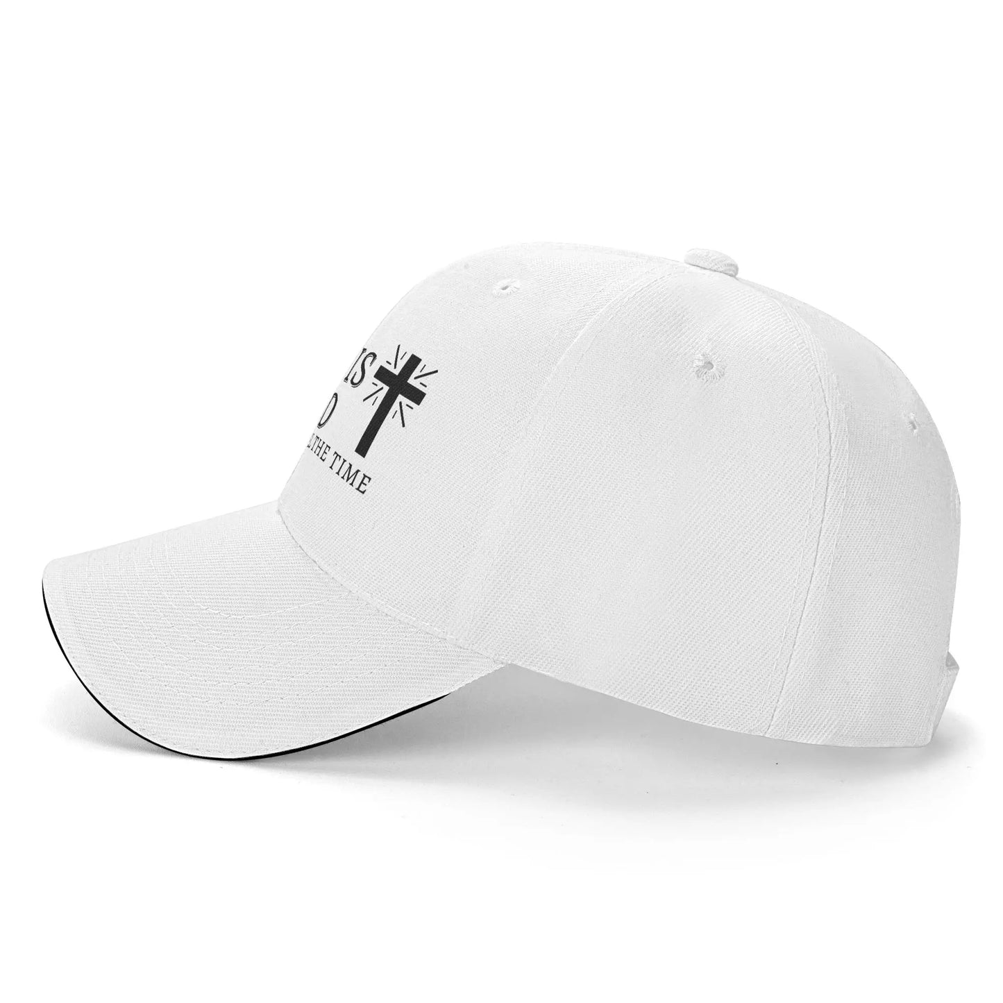Black Christian GOD IS GOOD Jesus Cross White Baseball Cap
