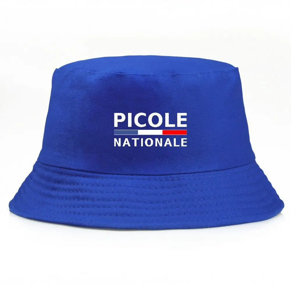 Black Bucket Hat Summer Fisherman Hat Fishing Cap With PICOLE NATIONALE Print