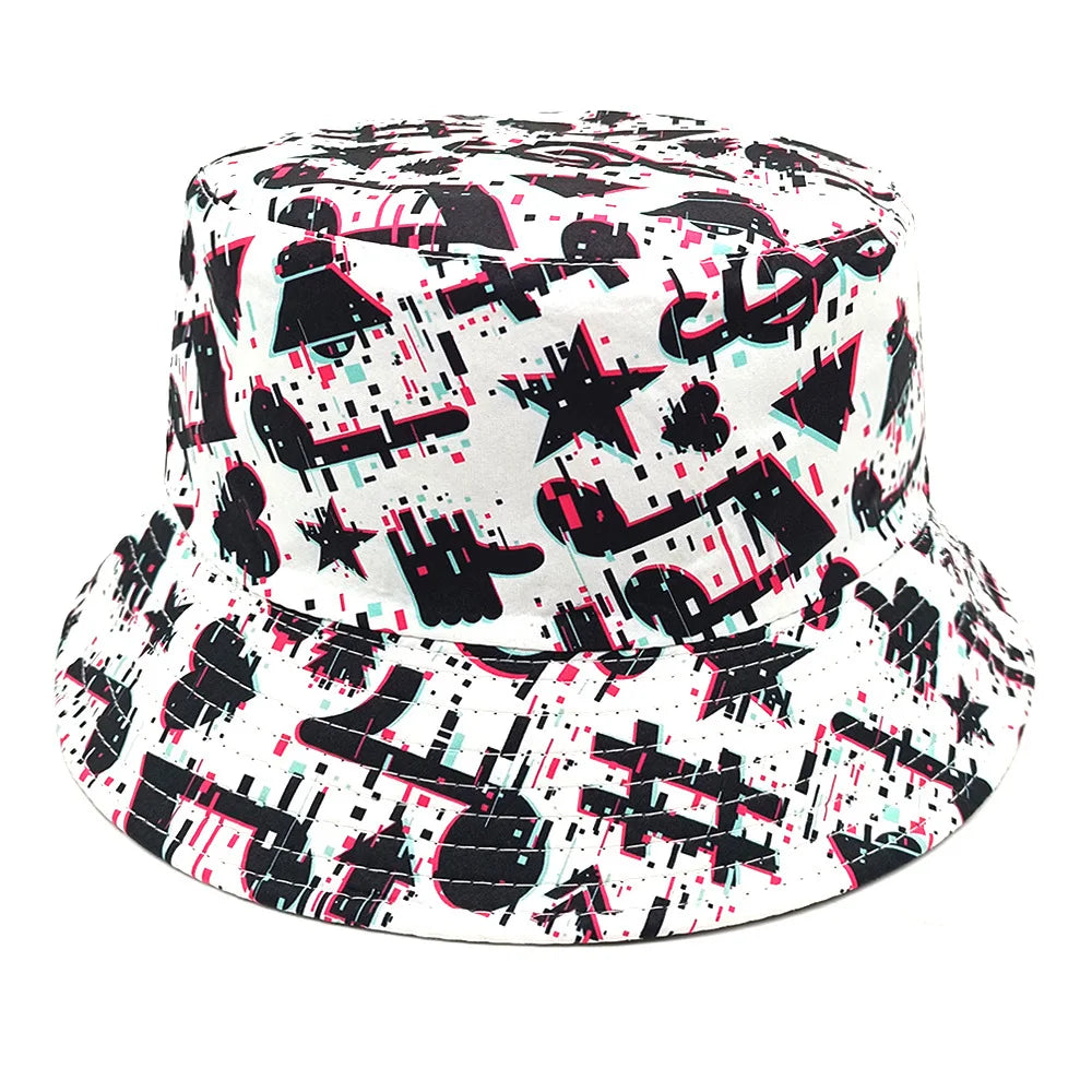 Double-sided Yellow Duck Print Pattern Panama Summer Sunscreen Fisherman Cap Bucket Hat