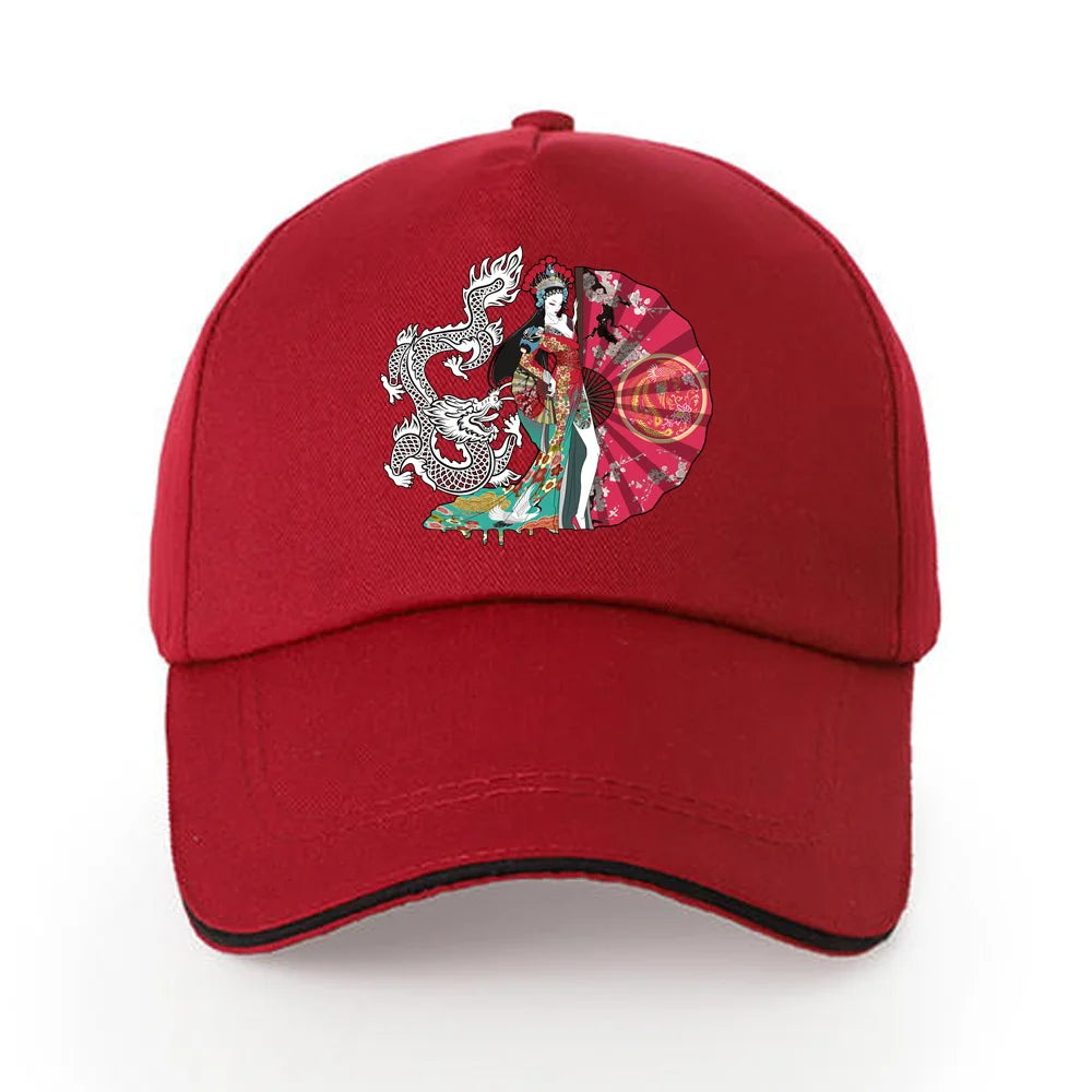 Summer Baseball Cap Solid Cotton Sun Hat Samurai Print