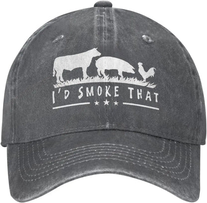 I'd Smoke That Patriot BBQ Barbeque Cook Chef Unisex Baseball Cap