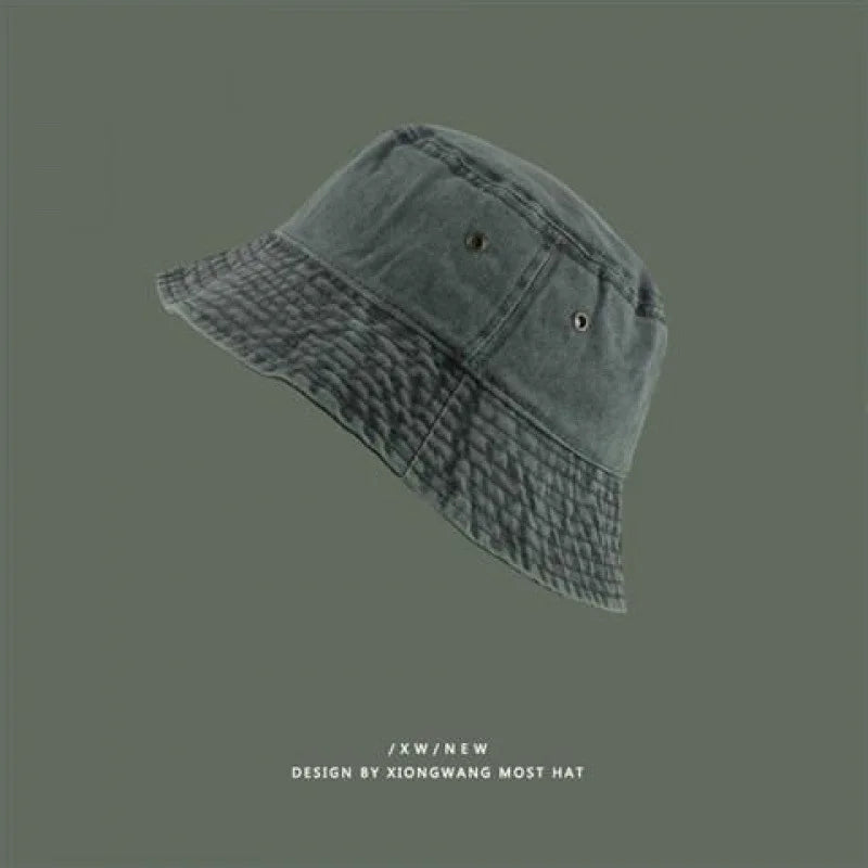 Fashion Women Men Washed Denim Solid Vintage Bucket Hats For Men Women