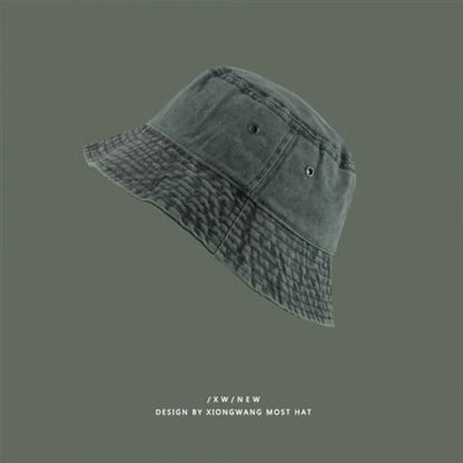 Fashion Women Men Washed Denim Solid Vintage Bucket Hats For Men Women