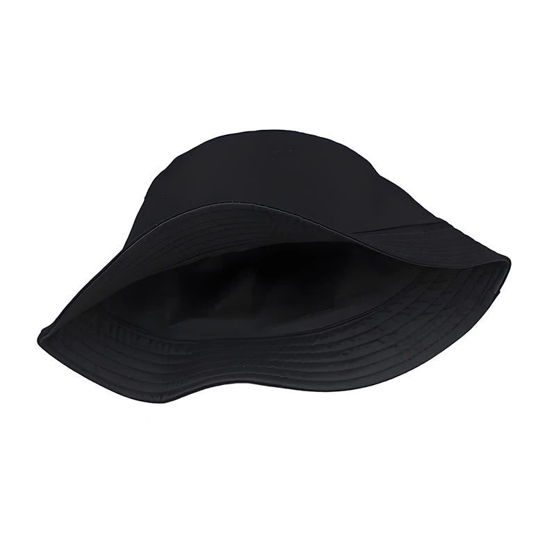 Black Bucket Hat With Embroidered Logo Summer Fisherman Hat Fishing Cap