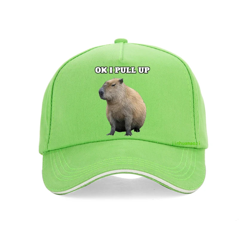 OK I Pull Up Capybara Baseball Cap