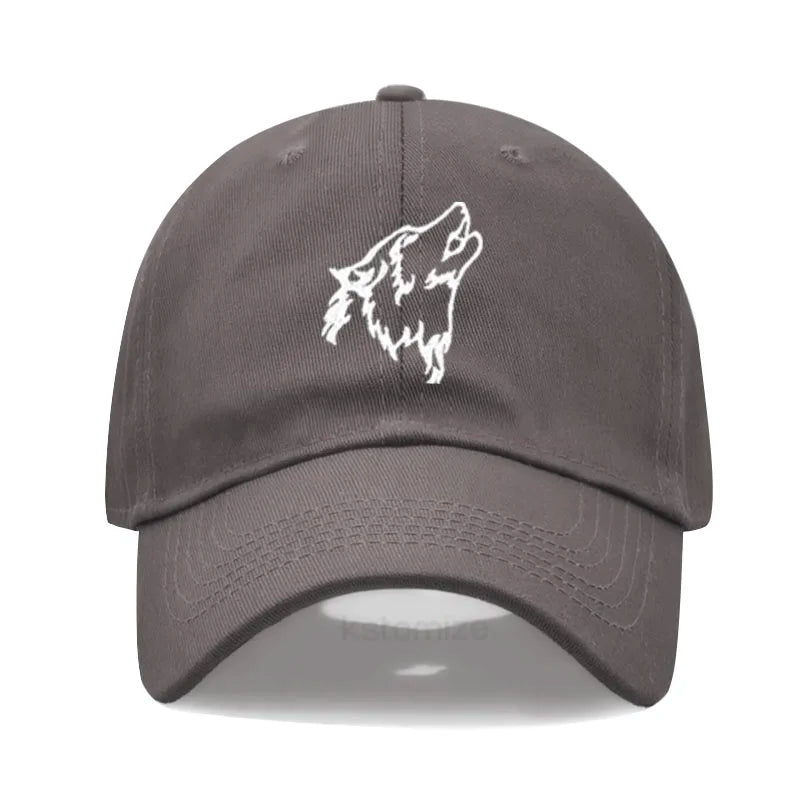 Wolf Embroidered Baseball Cap For Women Men