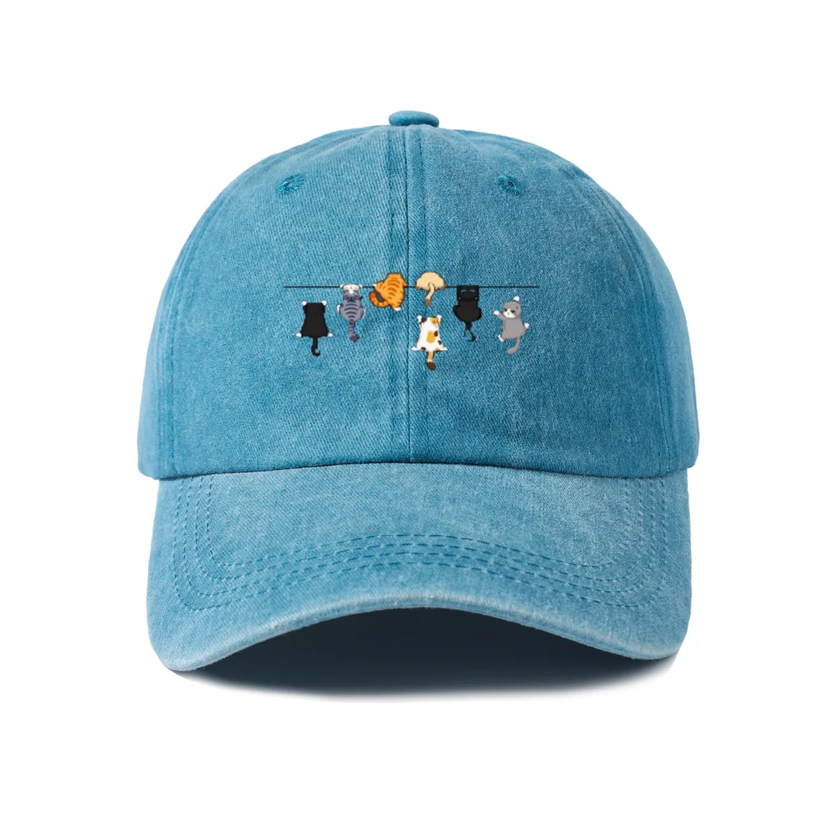 Cats Hanging on Clothesline Graphic Baseball Cap