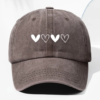 Unisex Retro Baseball Cap With Heart-Shaped Pattern