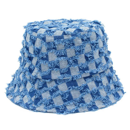 Spring Summer Strawberry Embroidery Denim Jeans Bucket Hat For Men Women