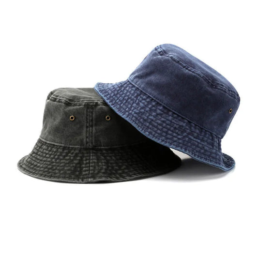 Women's Solid Color Vintage Fisherman Hat Foldable Distressed Bucket Hat