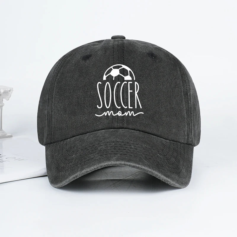 Soccer Mom Print Washed Baseball Cap