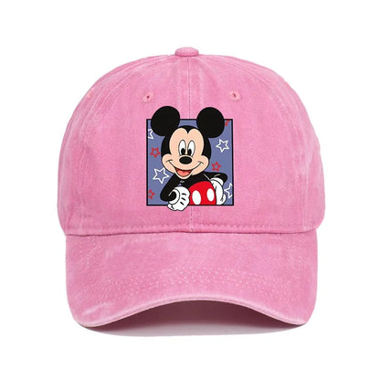 Retro Washed Mickey Mouse Print Baseball Cap
