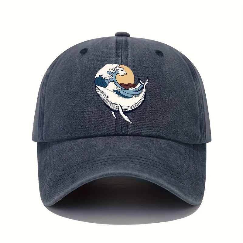 Adjustable Baseball Caps With Surfing And Wave patterns For Both Men And Women