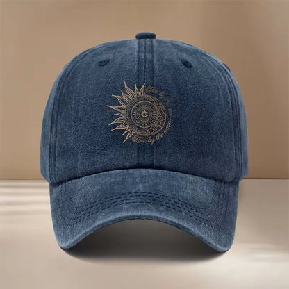 Sun Moon Tarot Embroidery Vintage Washed Cotton Baseball Cap