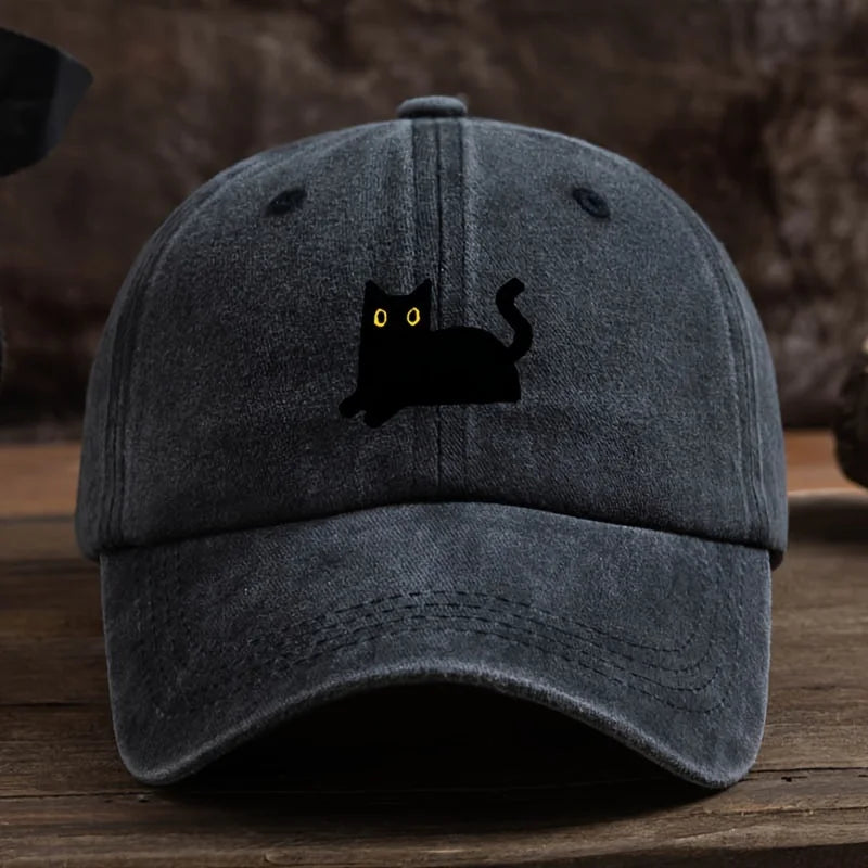 Black Cat Printed Baseball Cap