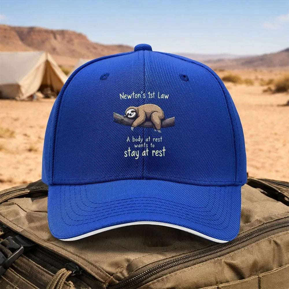 Newton's First Law Sloth Adjustable Baseball Hat