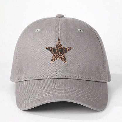 Leopard Print Star Soft Cotton Baseball Cap Unisex