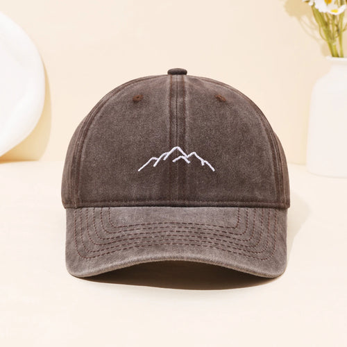 Fashionable Retro Washed Mountain Embroidered Duckbill Cap Baseball Cap For Sports