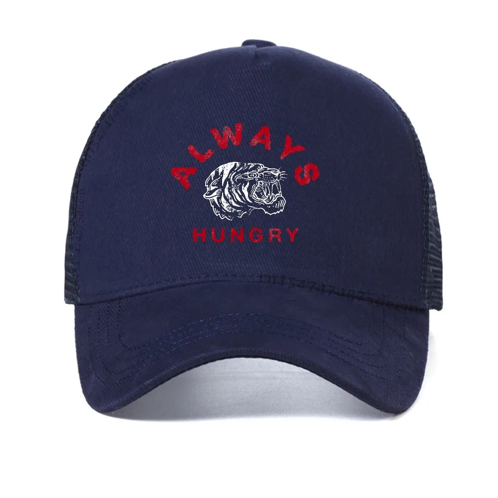 Always Hungry Tiger Printed Mesh Baseball Cap