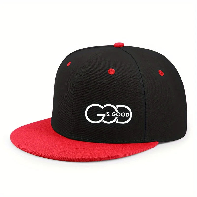 Unisex Adjustable Snapback Cap Street Flat Brim Hat Printed GOD IS GOOD