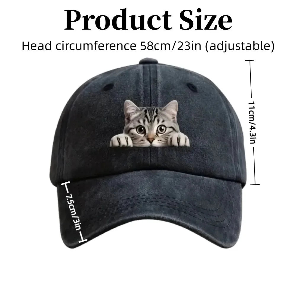 Trend Embroidery Cat Baseball Cap Adjustable Breathable Feral Trucker Hat