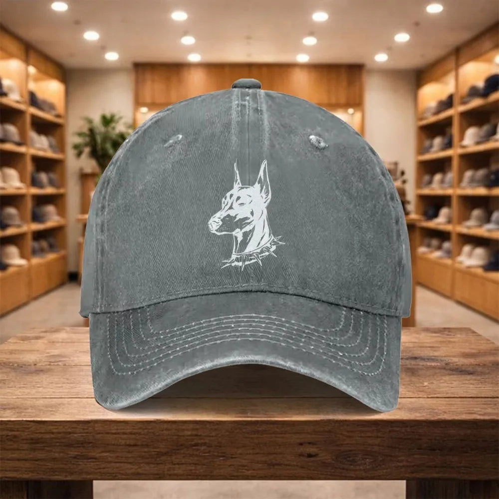 Doberman Washed Denim Baseball Cap