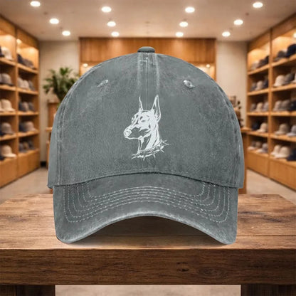 Doberman Washed Denim Baseball Cap