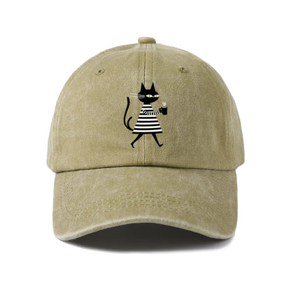 Minimal Black Cat Baseball Cap