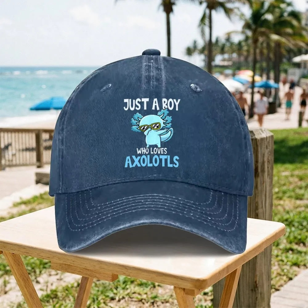 Funny Axolotl Vintage Washed Baseball Cap