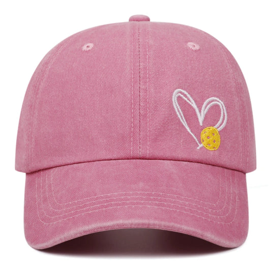Love Pickleball Hat Washed Retro Embroidery Baseball Caps