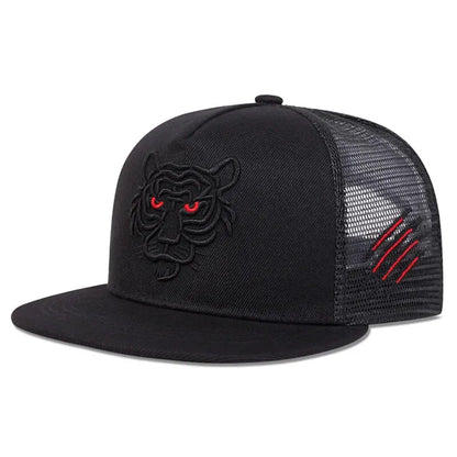 Unisex Tiger Embroidery Hip-hop Net Hats Snapback Caps